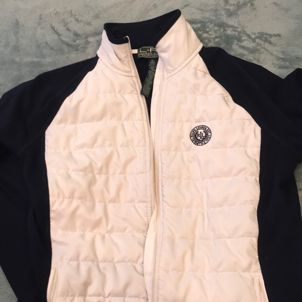 White and navy zip up L-RL jacket